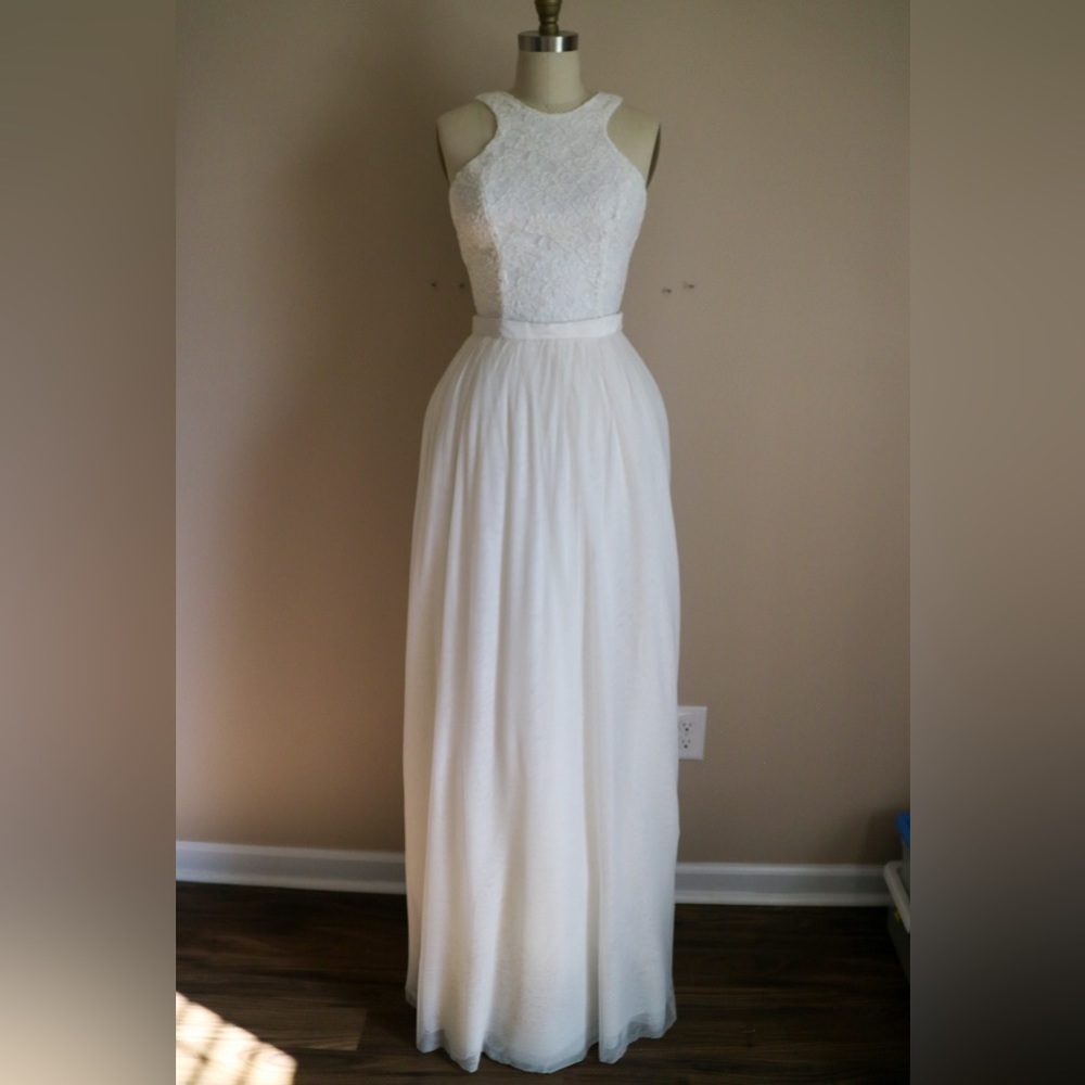 2 Piece Della Giovanna Off White Tulle and Lace Wedding Dress Bridal Gown Size 2